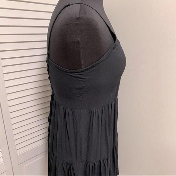 Nwt Black Ruffle Corset Lace Up Sexy Mini Dress - Picture 6 of 13